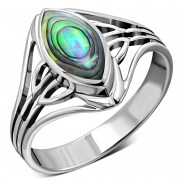 Large Light Abalone Silver Ring, r540